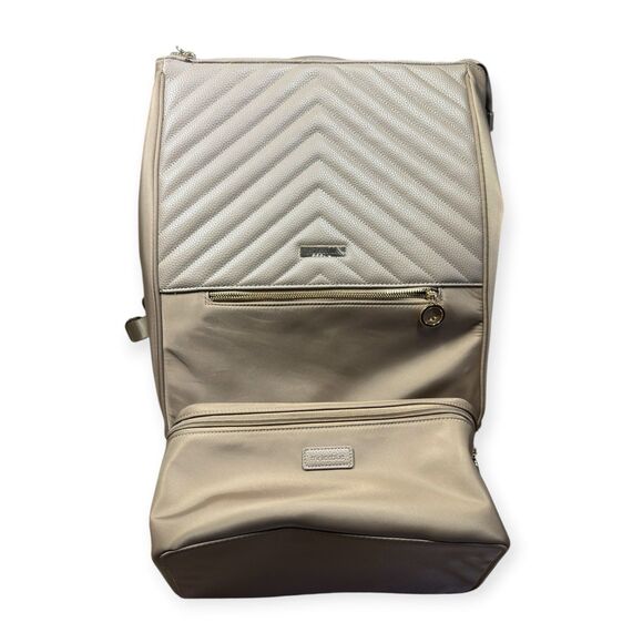 MinkeeBlue Leather Beige Backpack Lunch Bag Compartment School Travel Bag main image 6